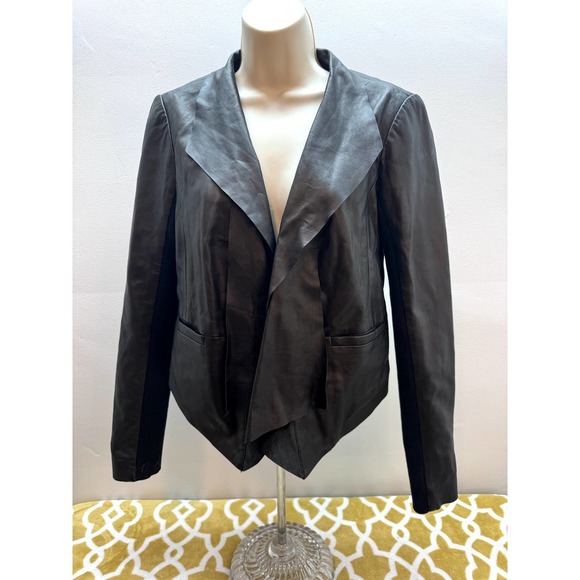 Nordstrom Trouve NWT Lanbskin Leather Bomber-Style Jacket Stretch Insert Small - Picture 2 of 16